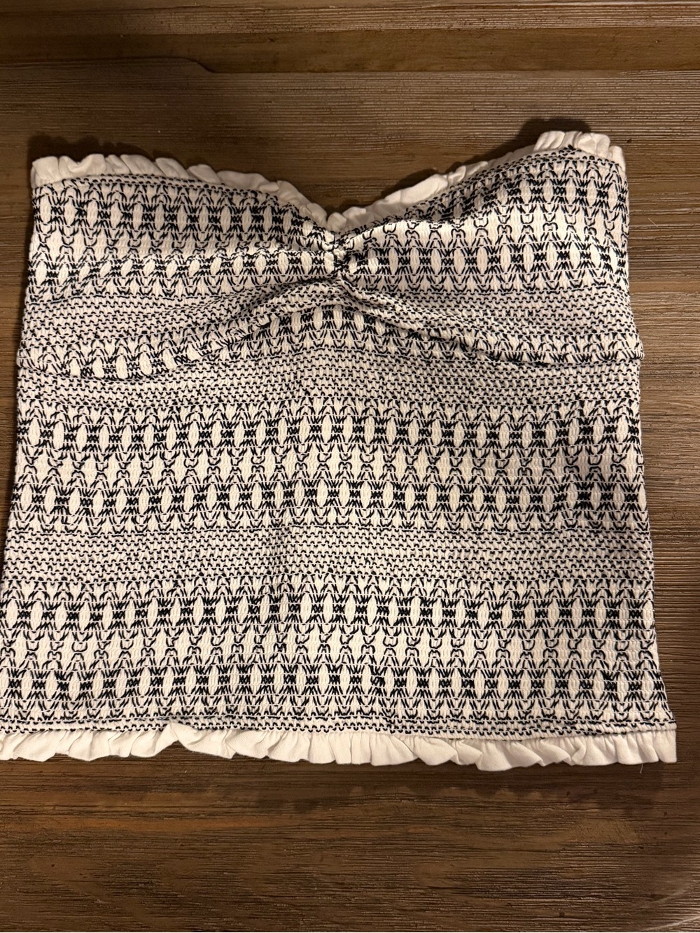 Anthropologie Navy and White Smocked Tube Top